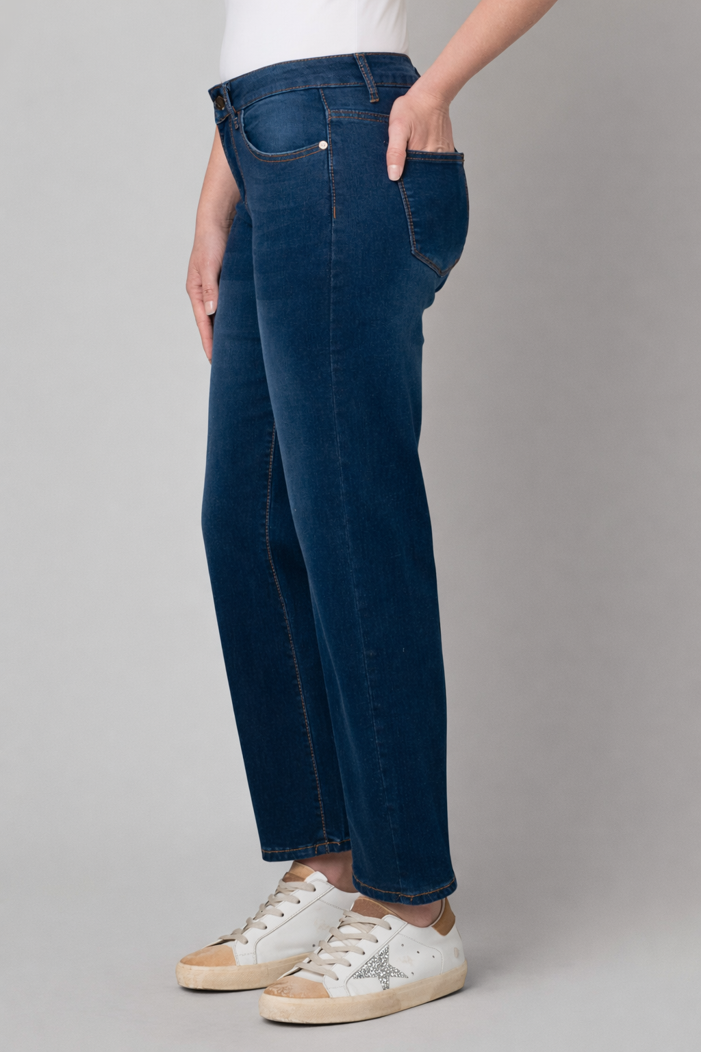 Medium Wash Denim Straight Leg Jeans