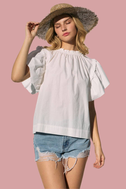 White Solid Poplin Blouse
