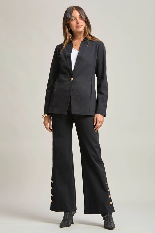 Midnight Black Button Front Blazer