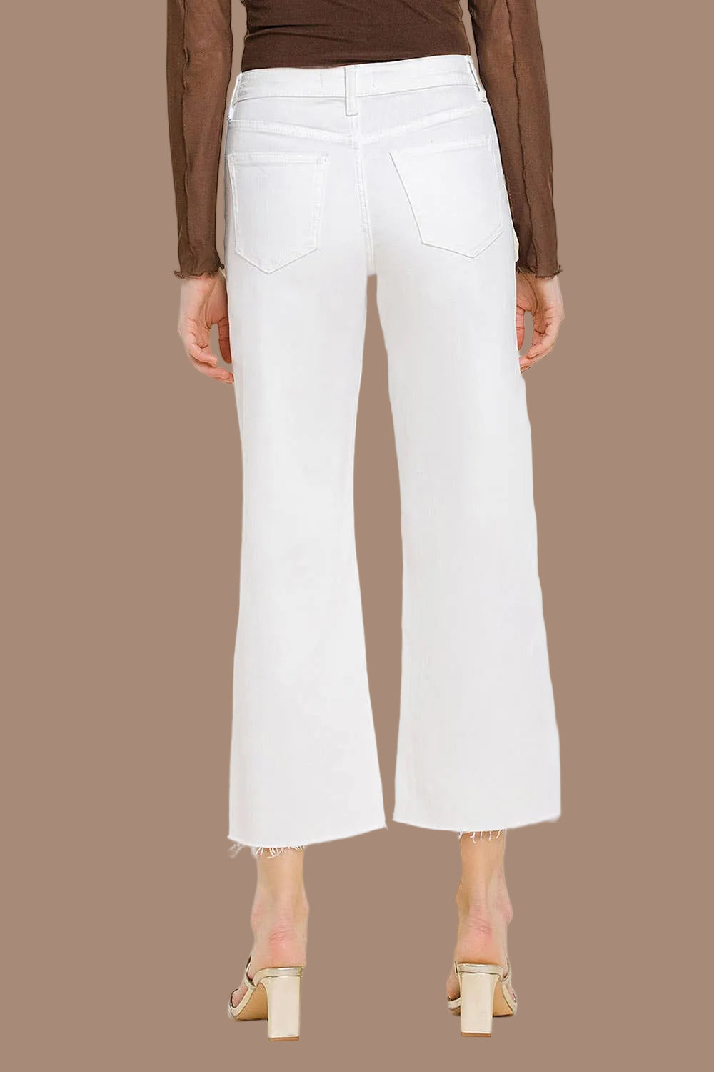 White High Rise Crop Wide Leg Jeans