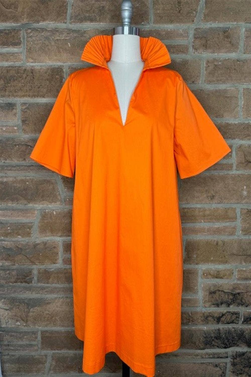 Pop Collar Cotton Olivia Orange Dress