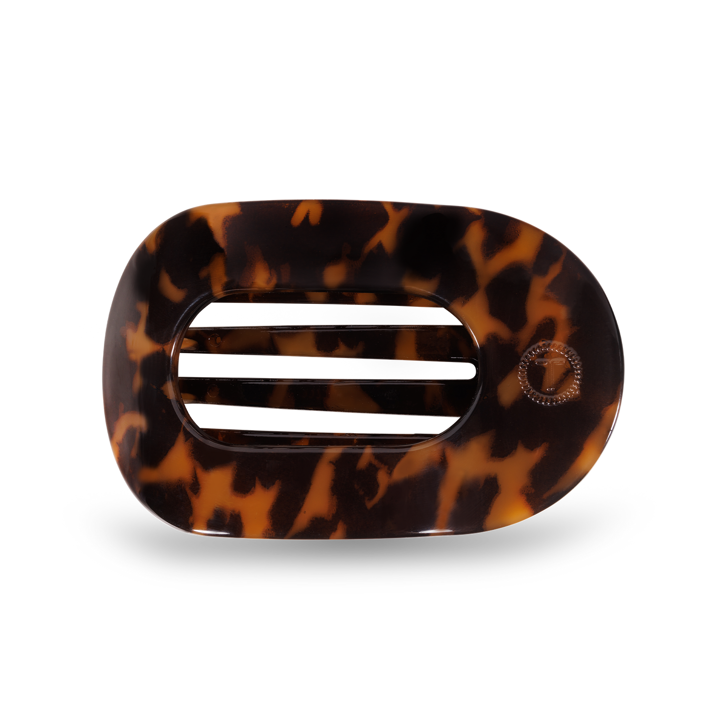Tortoise Round Flat Hair Clip - Medium