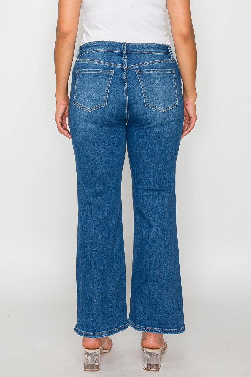 Medium Wash Mid Rise Ankle Straight Leg Jean