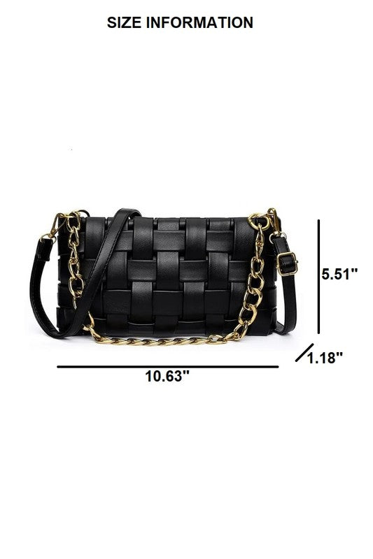 Black Woven Weaved Shoulder Bag
