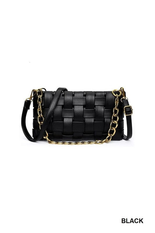 Black Woven Weaved Shoulder Bag