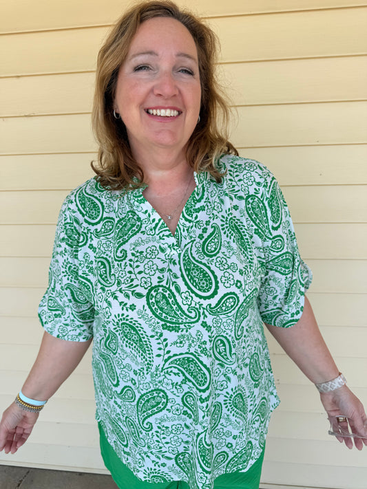Paisley Kelly Green Lizzy Blouse