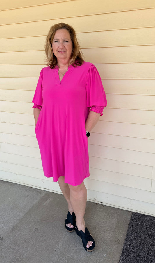 Runaway Pink Lizzy Collar Shirt Dress