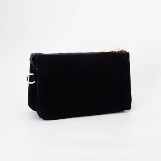 Black Faux Suede Crossbody Bag