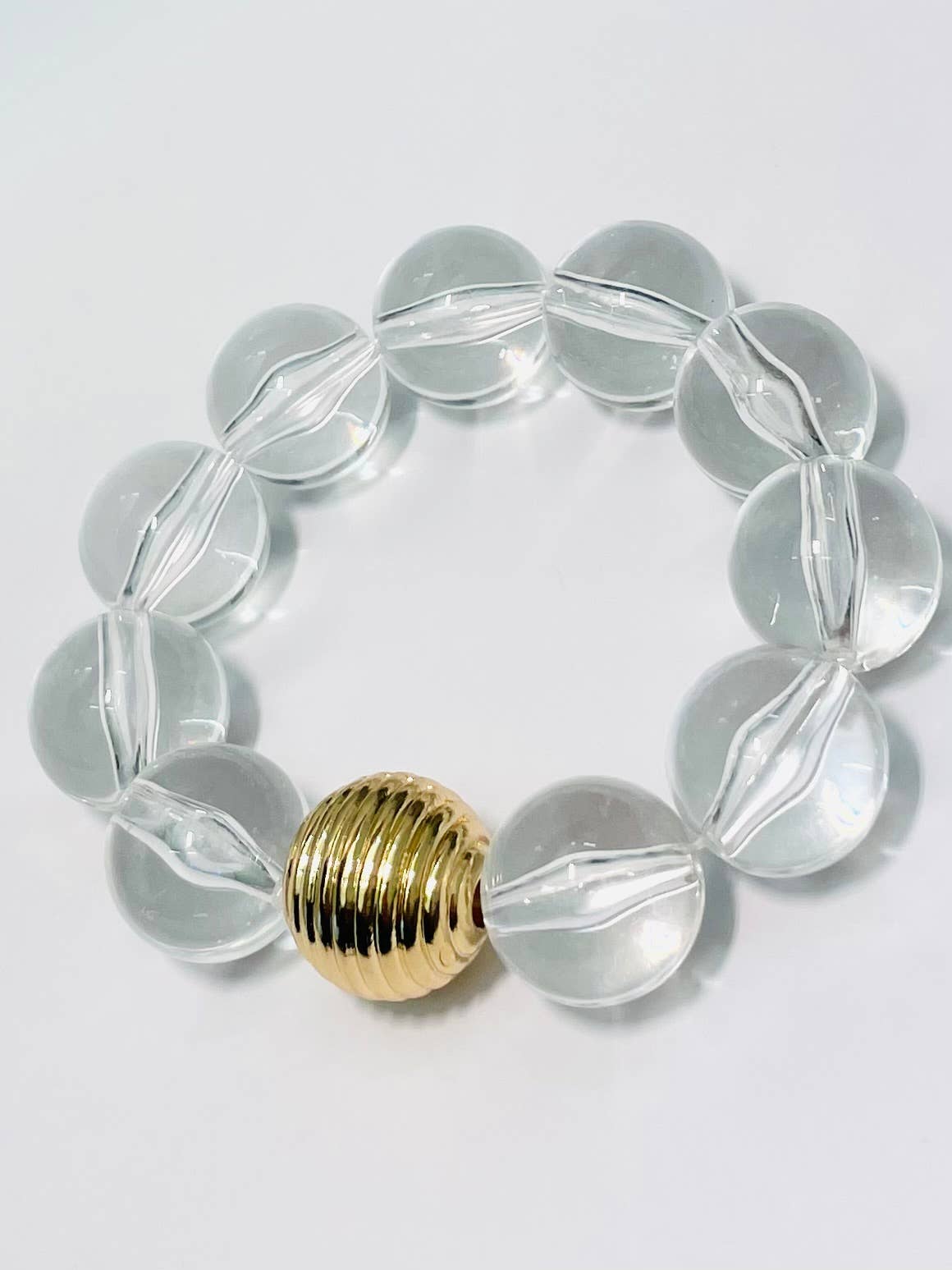 Clear/Gold Acrylic Big Ball Bracelet