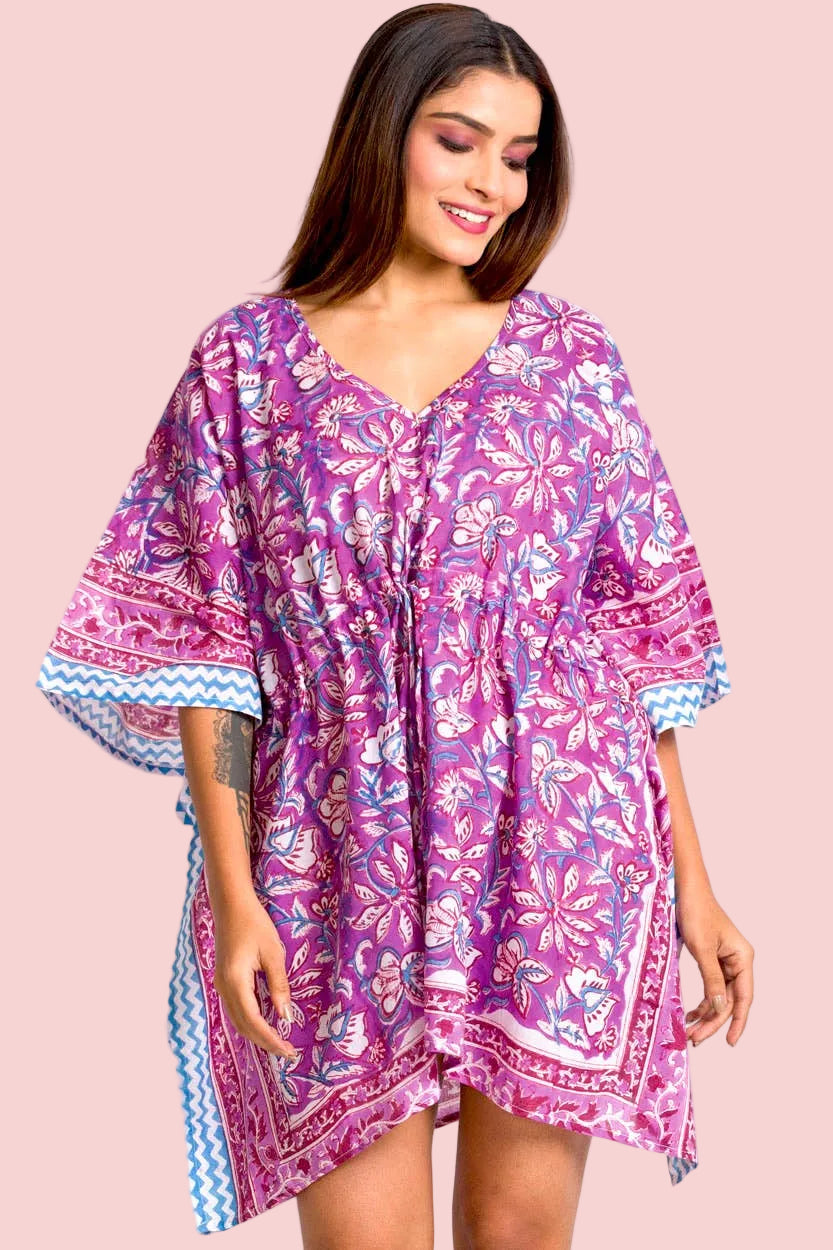Purple Block Printed Swim Coverup