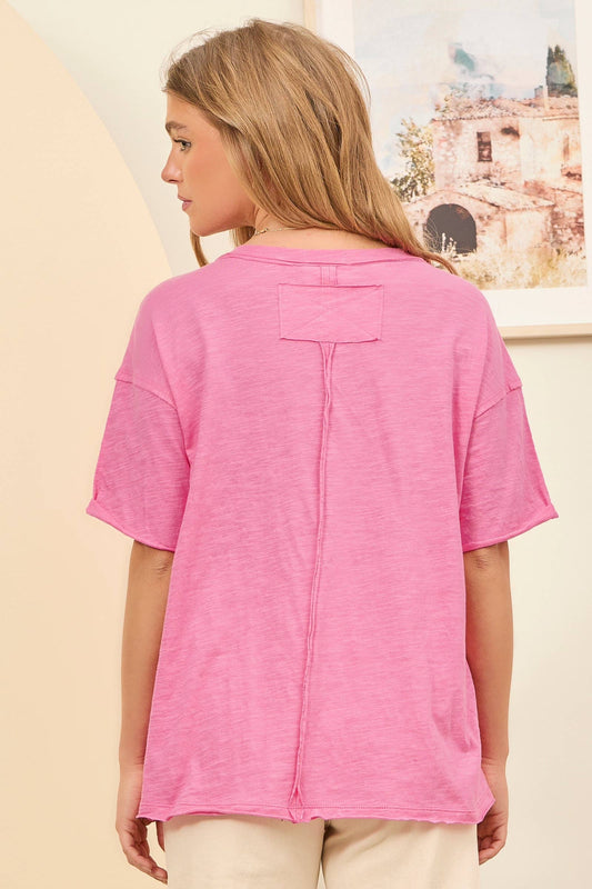 Pink Short Sleeve Cotton Top