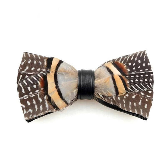Handmade Wild Feather with Spots Bow Tie