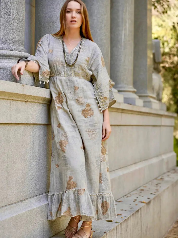 Grey Delaware Coral Reef Maxi Dress