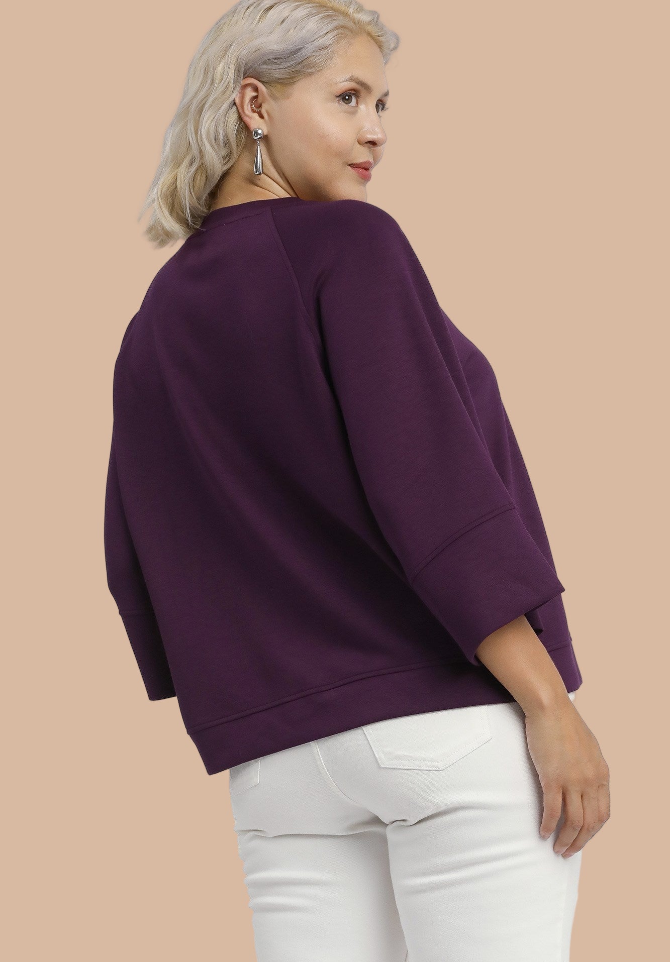 Plum 3/4 Sleeve Solid Top