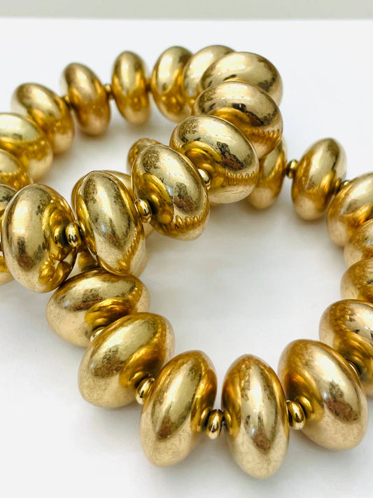 Worn Gold Thick Disc Bracelet