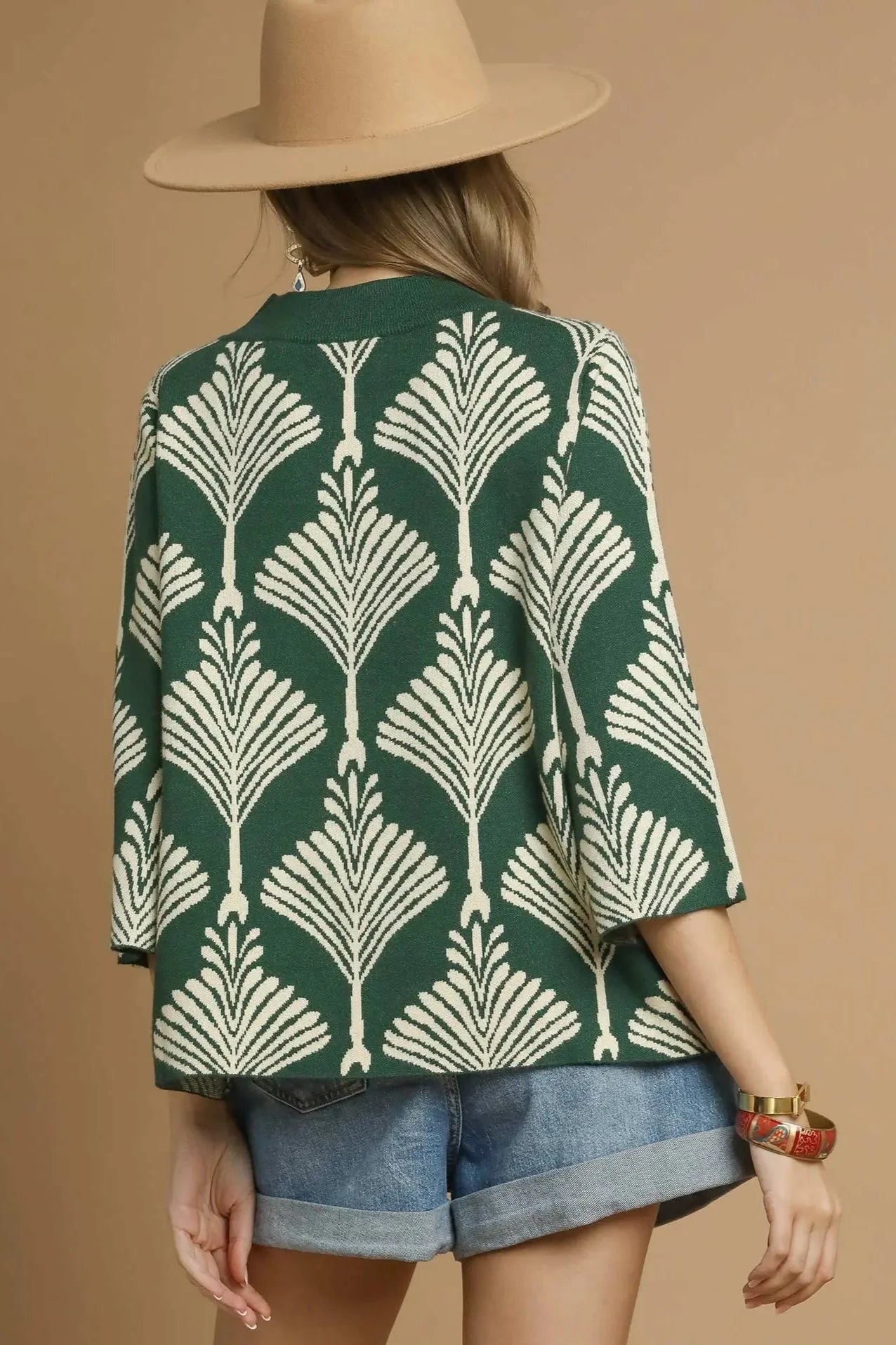 Evergreen Leaf 3/4 Sleeve Sweater