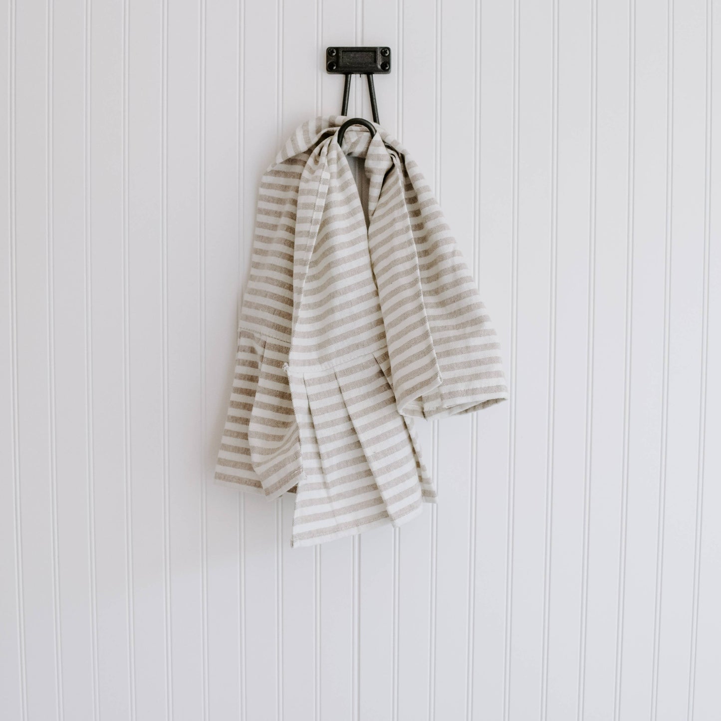 Striped Hand Towel with Ruffle, Tan