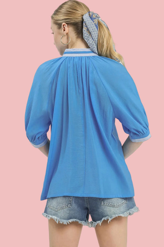 Blue Ocean Solid Contrast Top