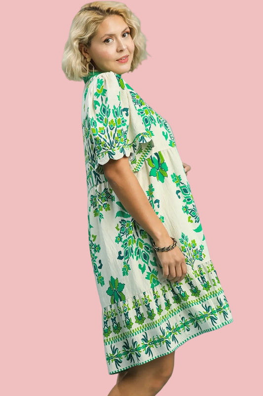 Tropical Damask Border Mini Dress