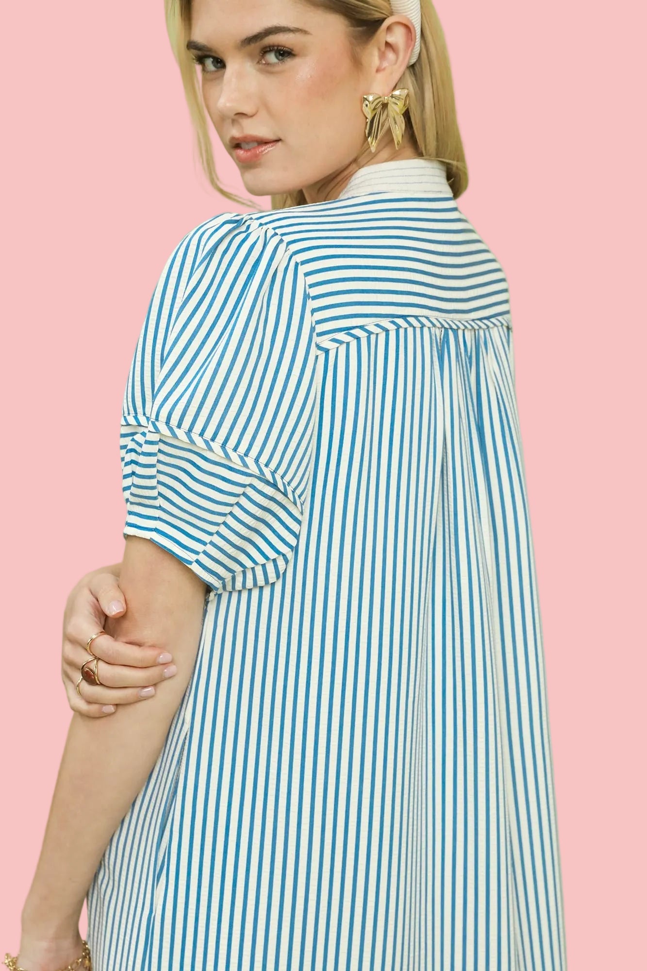 Precious Blue Pinstripe Dress