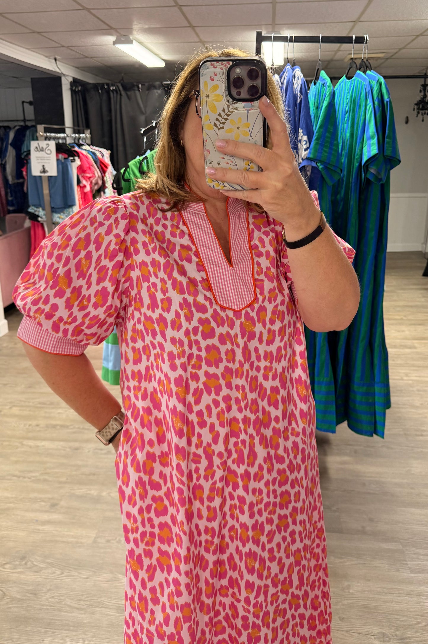 Passionately Pink Leopard Midi Dress