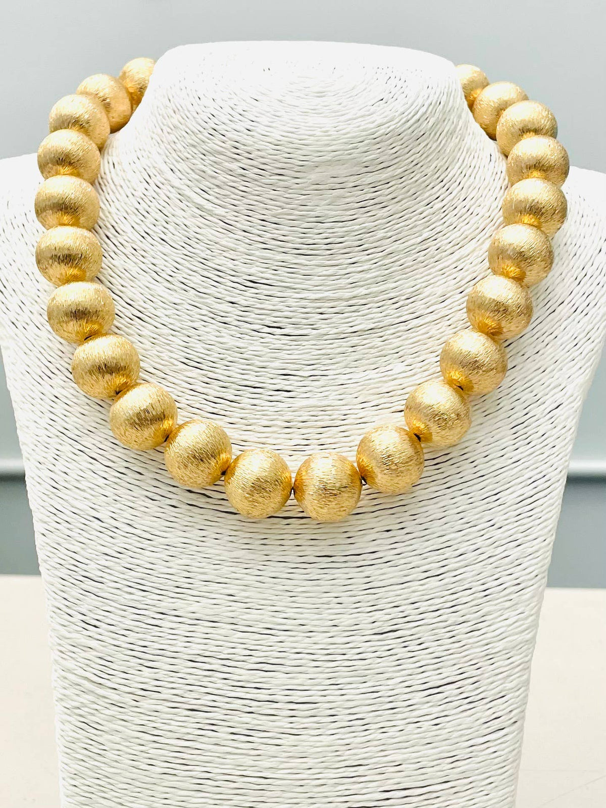 Brushed Gold Big Ball Necklace