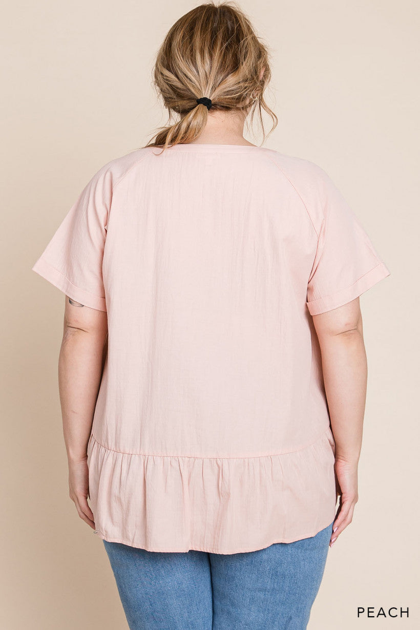 Peach Cotton Ruffle Bottom Top