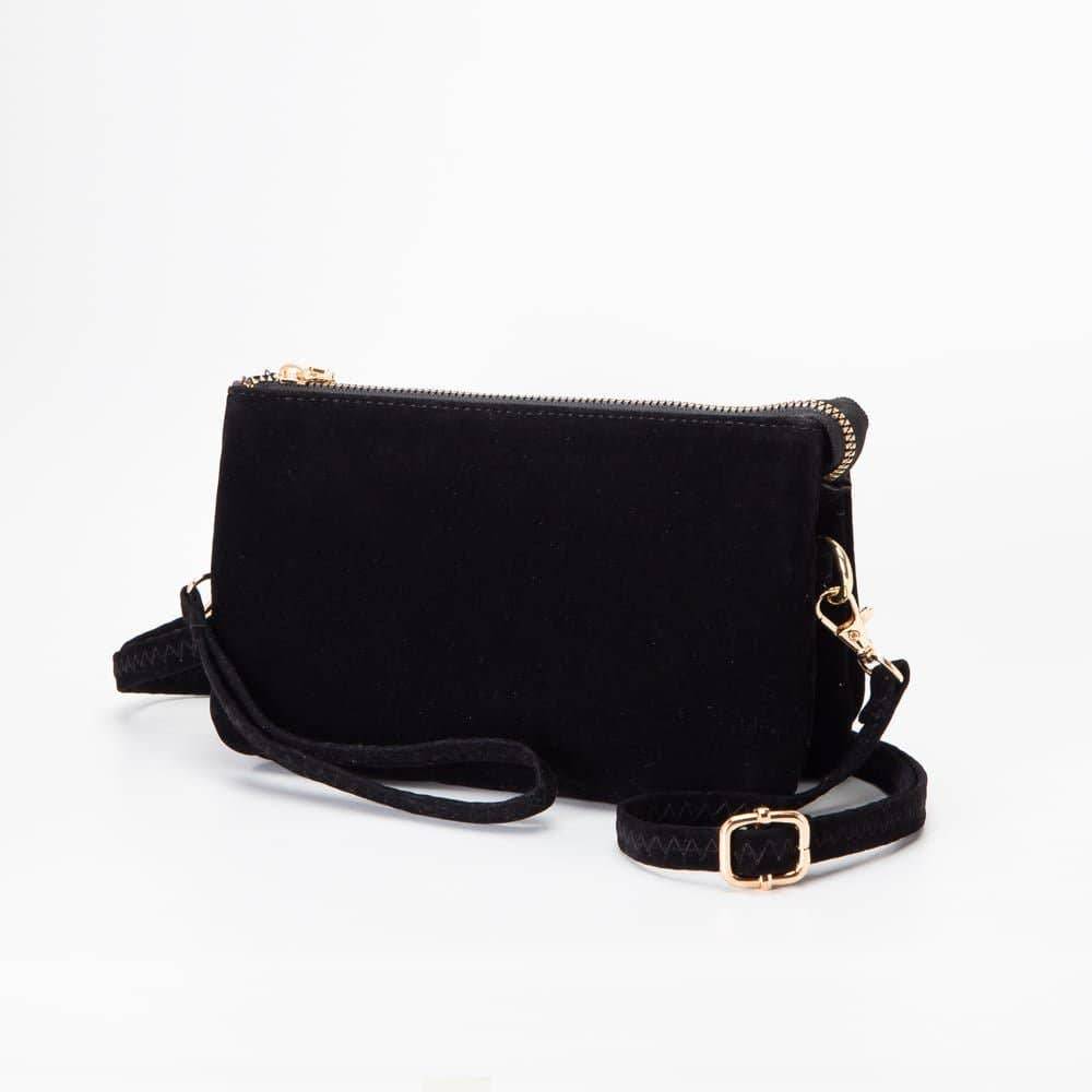 Black Faux Suede Crossbody Bag