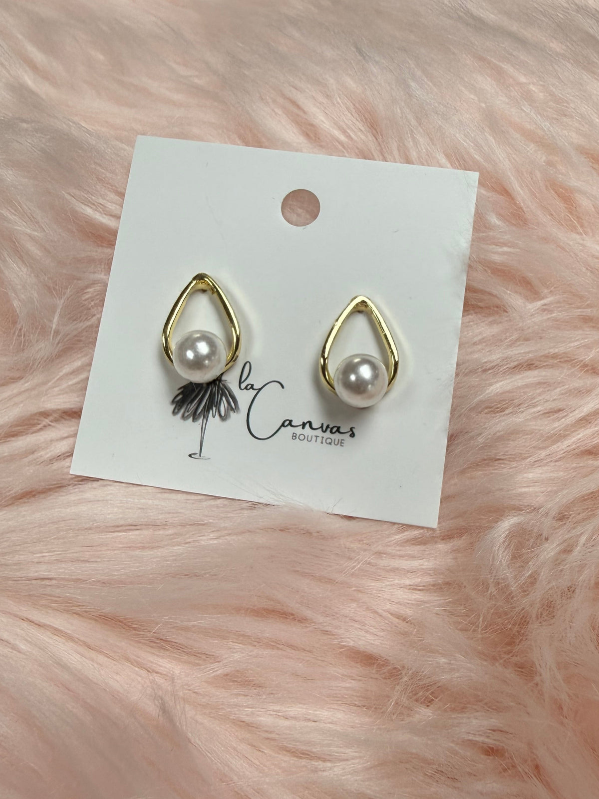 Pearl Tear Drop Gold Earrings