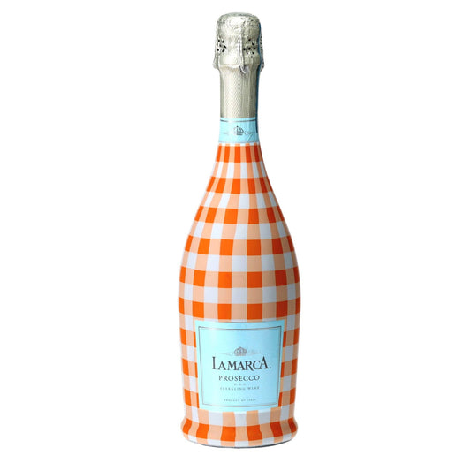 Orange & White Gingham Prosecco Bottle Wrap