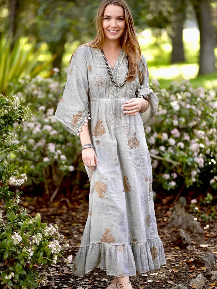 Grey Delaware Coral Reef Maxi Dress
