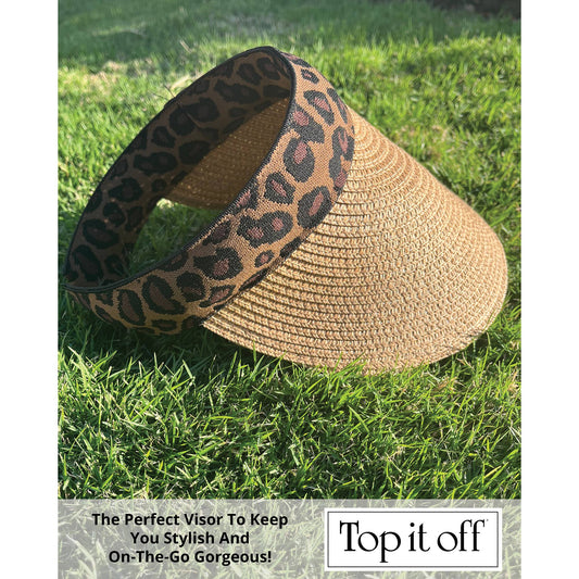 Tan with Leopard Ribbon Palm Beach Visor