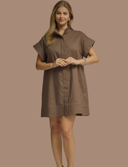 Smooth Brown Mini Dress