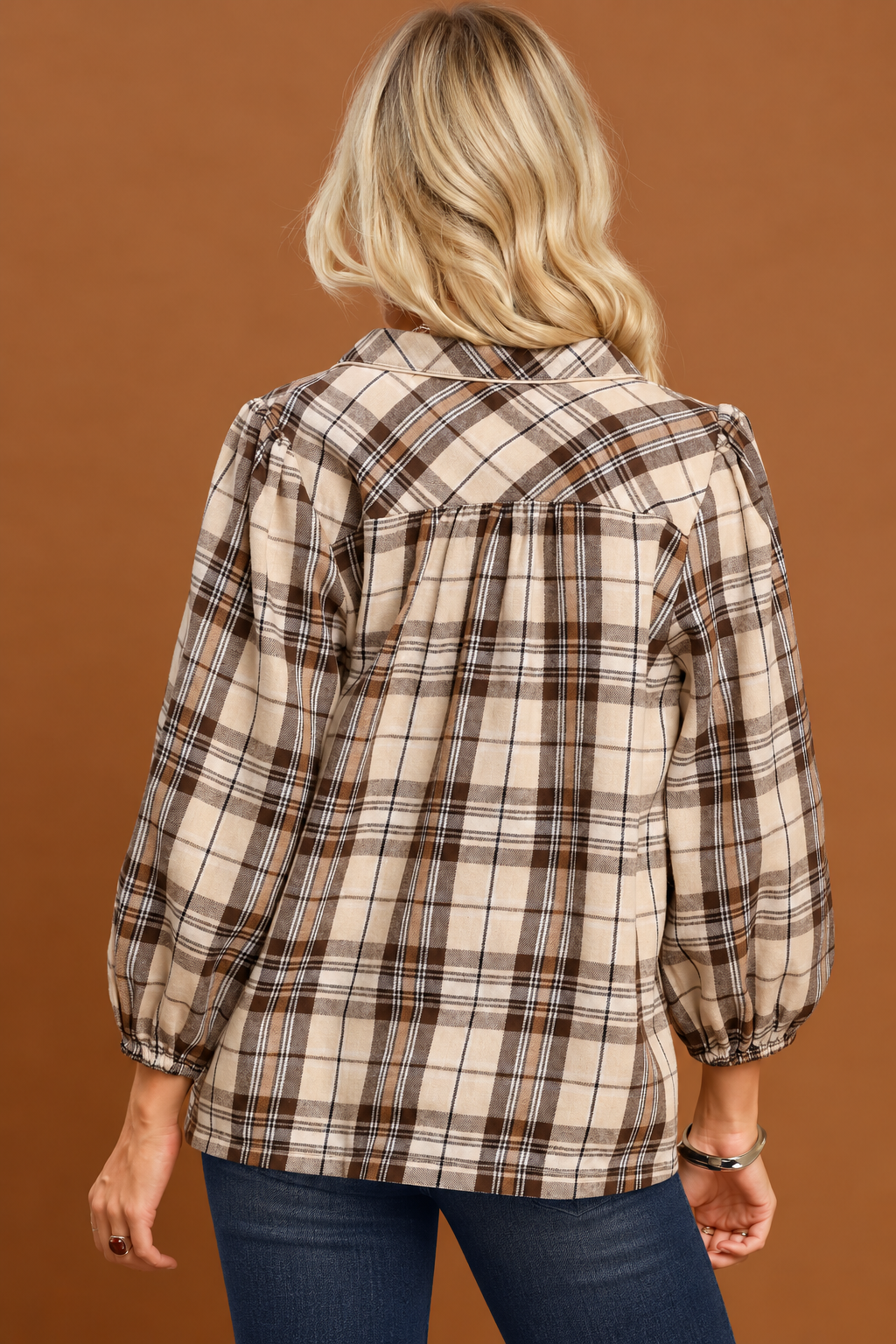 Fall Fav Ecru Plaid Top
