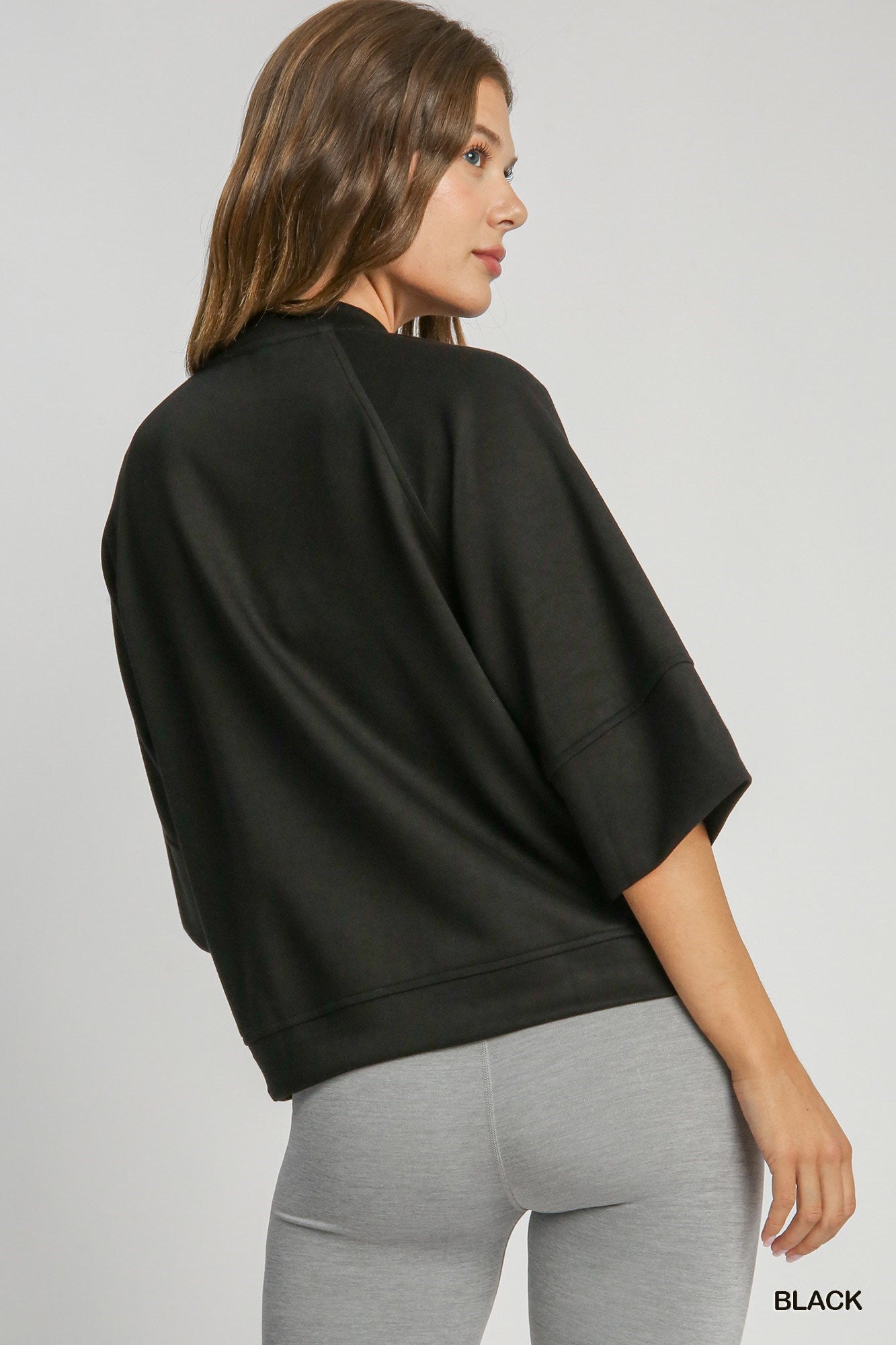 Black 3/4 Sleeved Raglan Top