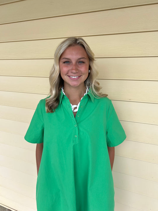Savannah Green Poplin Dress