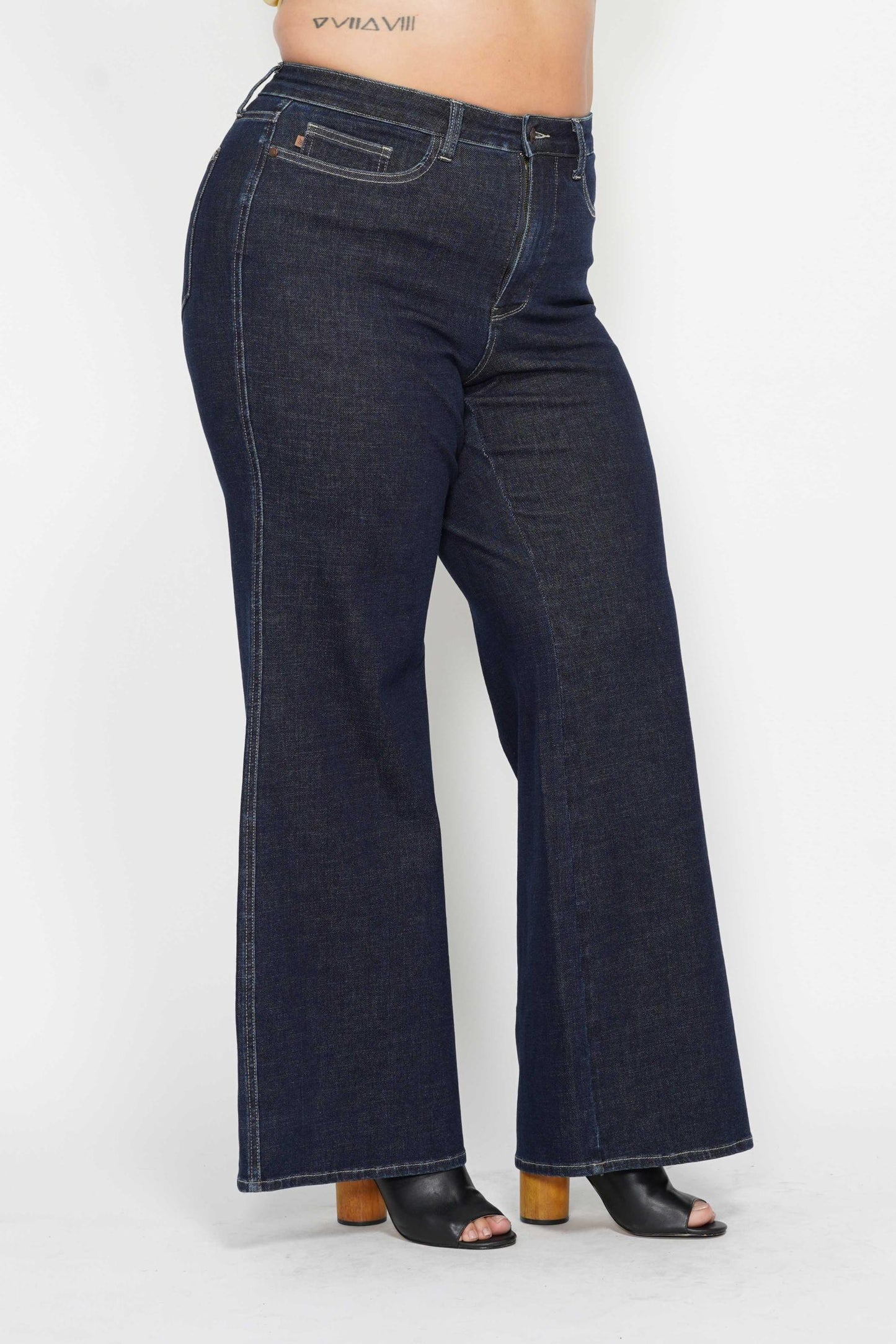 Judy Blue Dark Denim Tummy Control Wide Leg