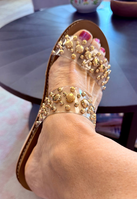 Yes Please Gold Studded Wedge