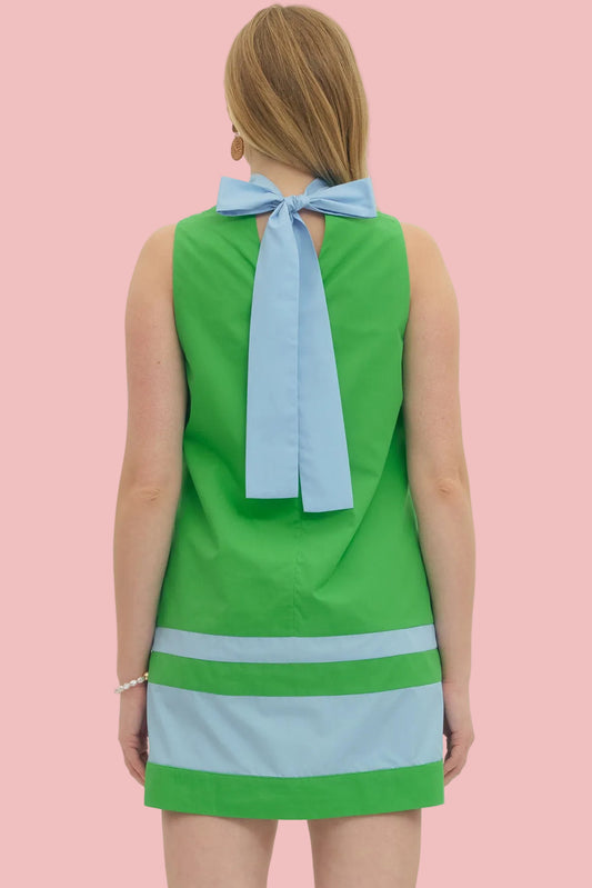 Sweet Grass Bow Mini Dress