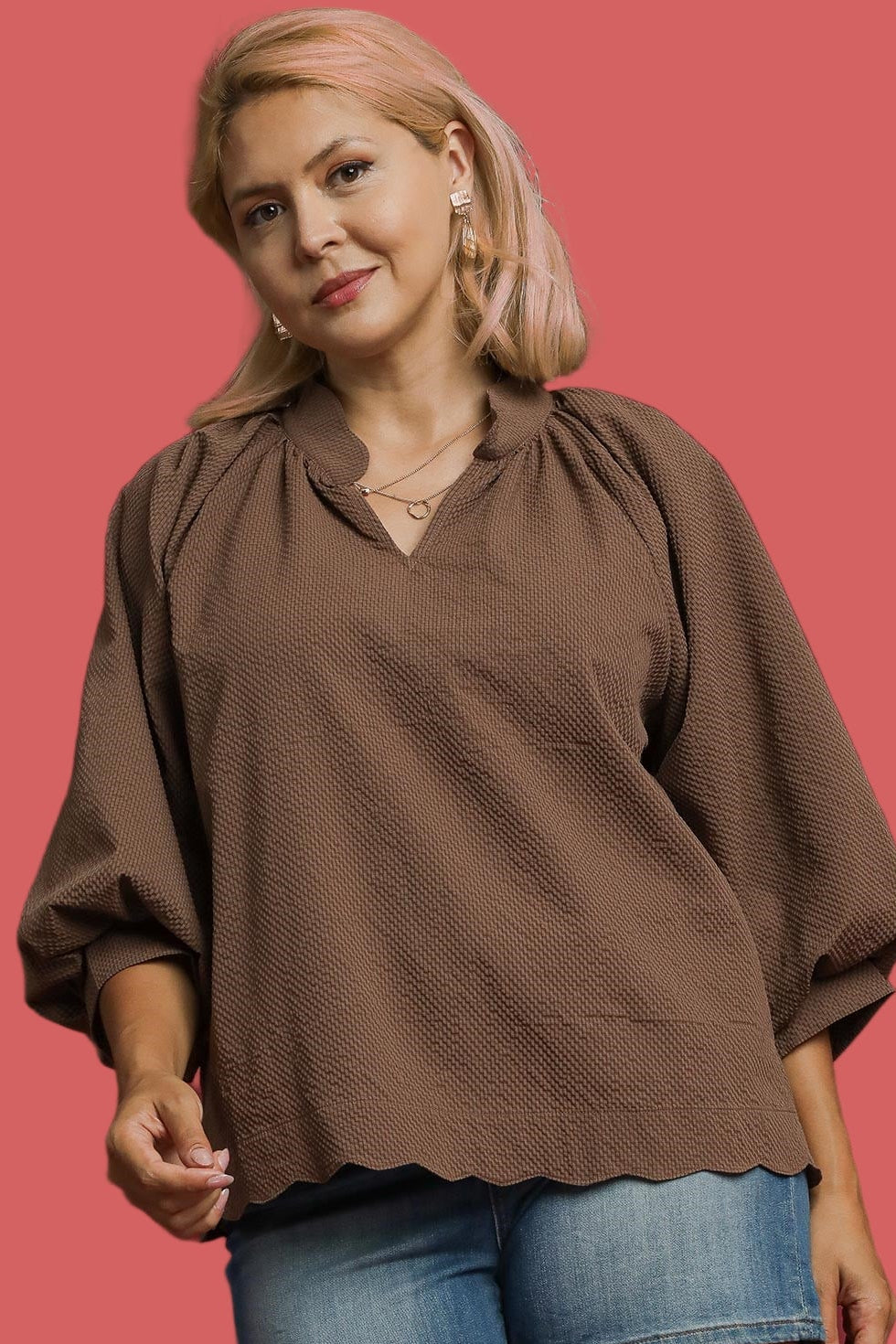 Coco Textured Scalloped Hem Top