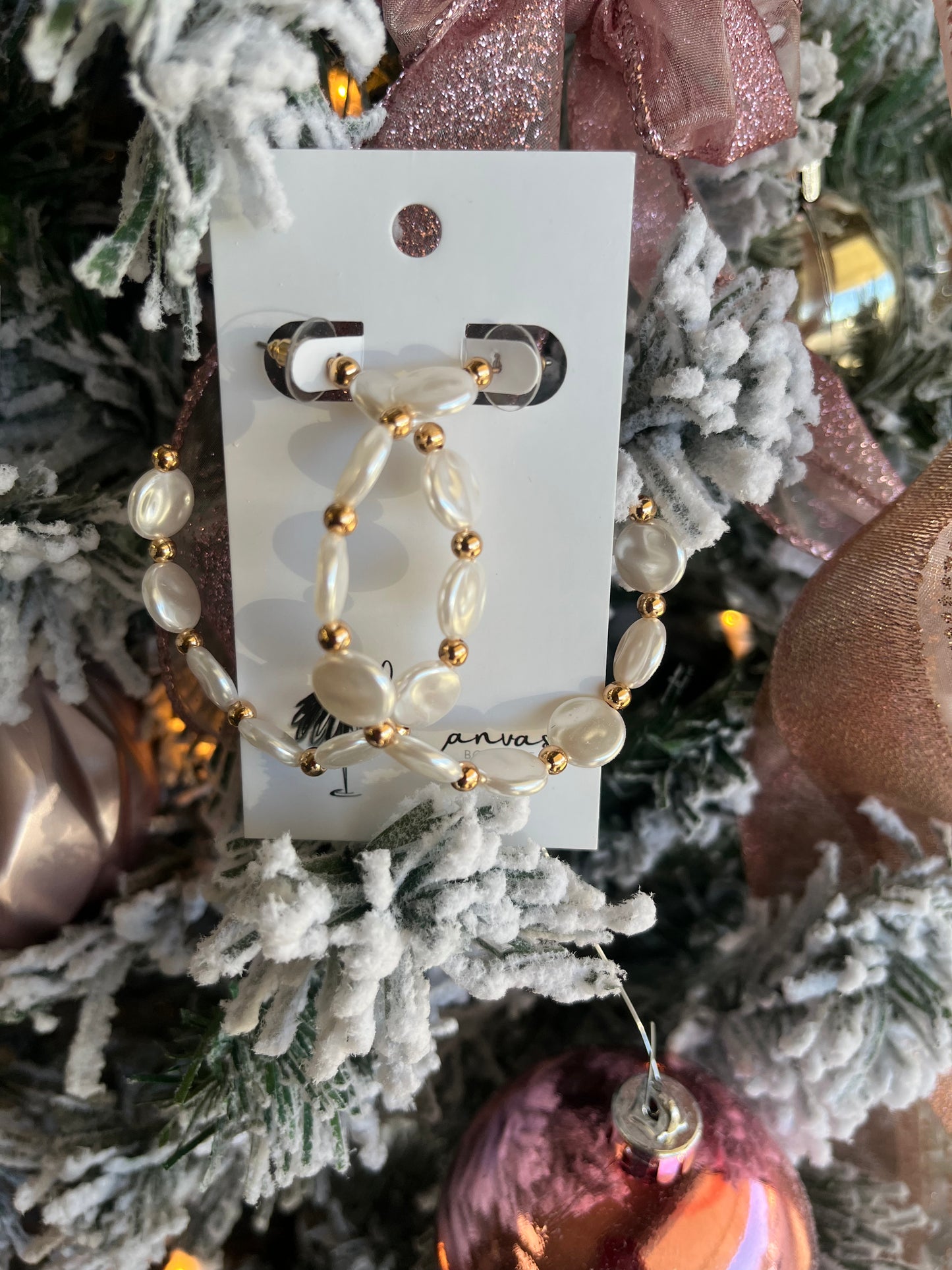 Fresh Water Pearl & Gold Hoops