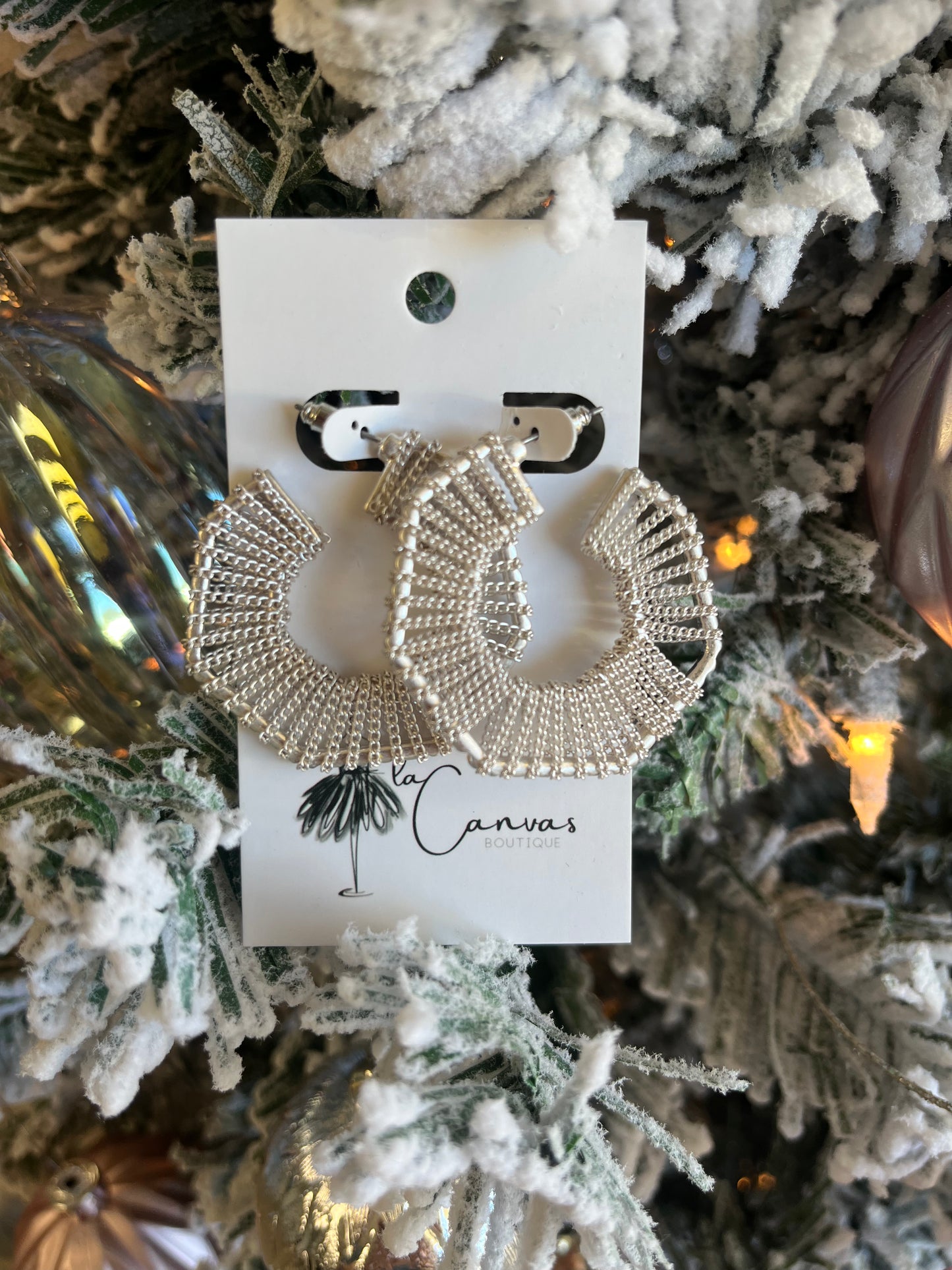 Silver Chain Linked Hoops