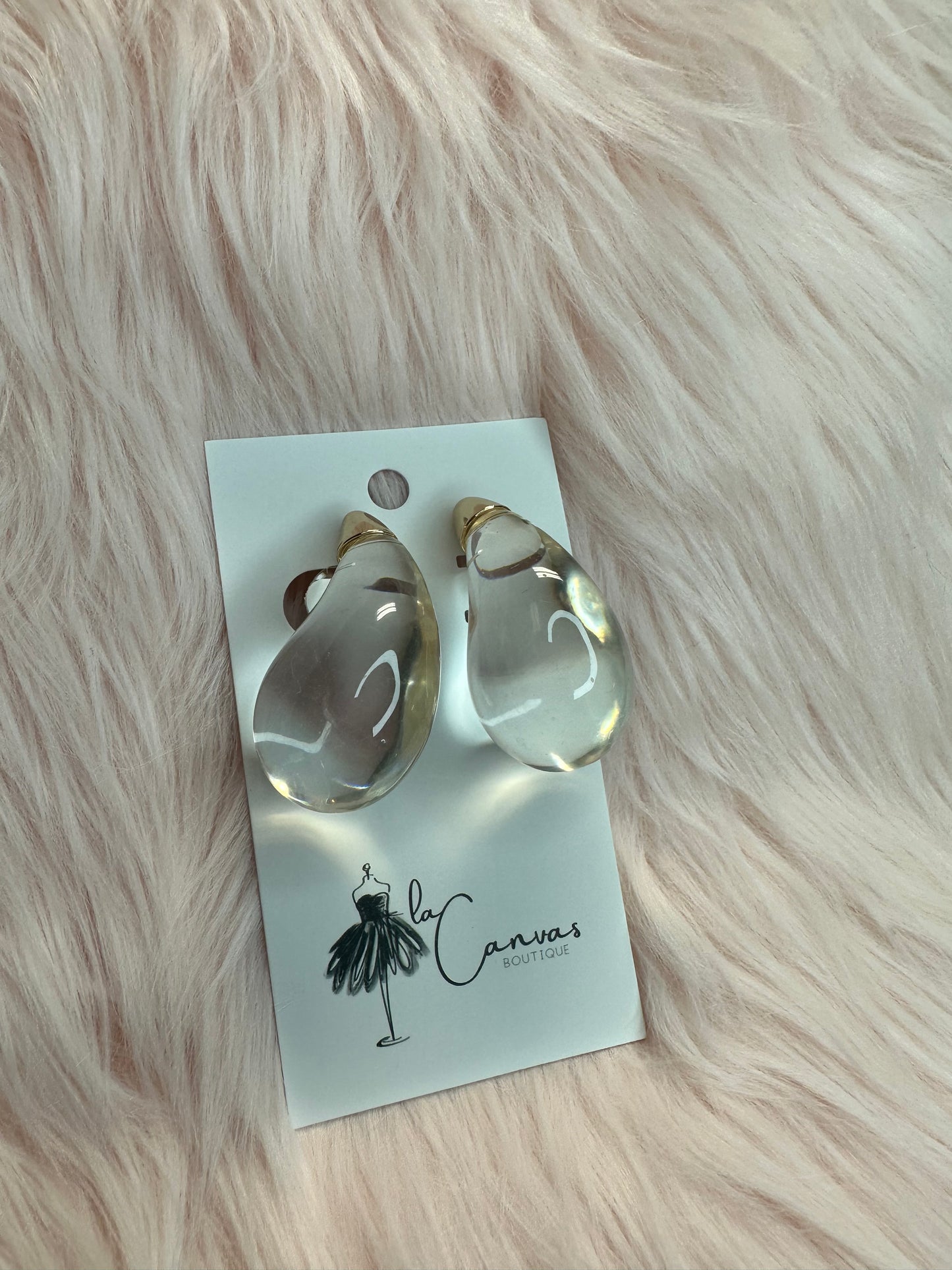 Clear Ice Tear Drop Earring