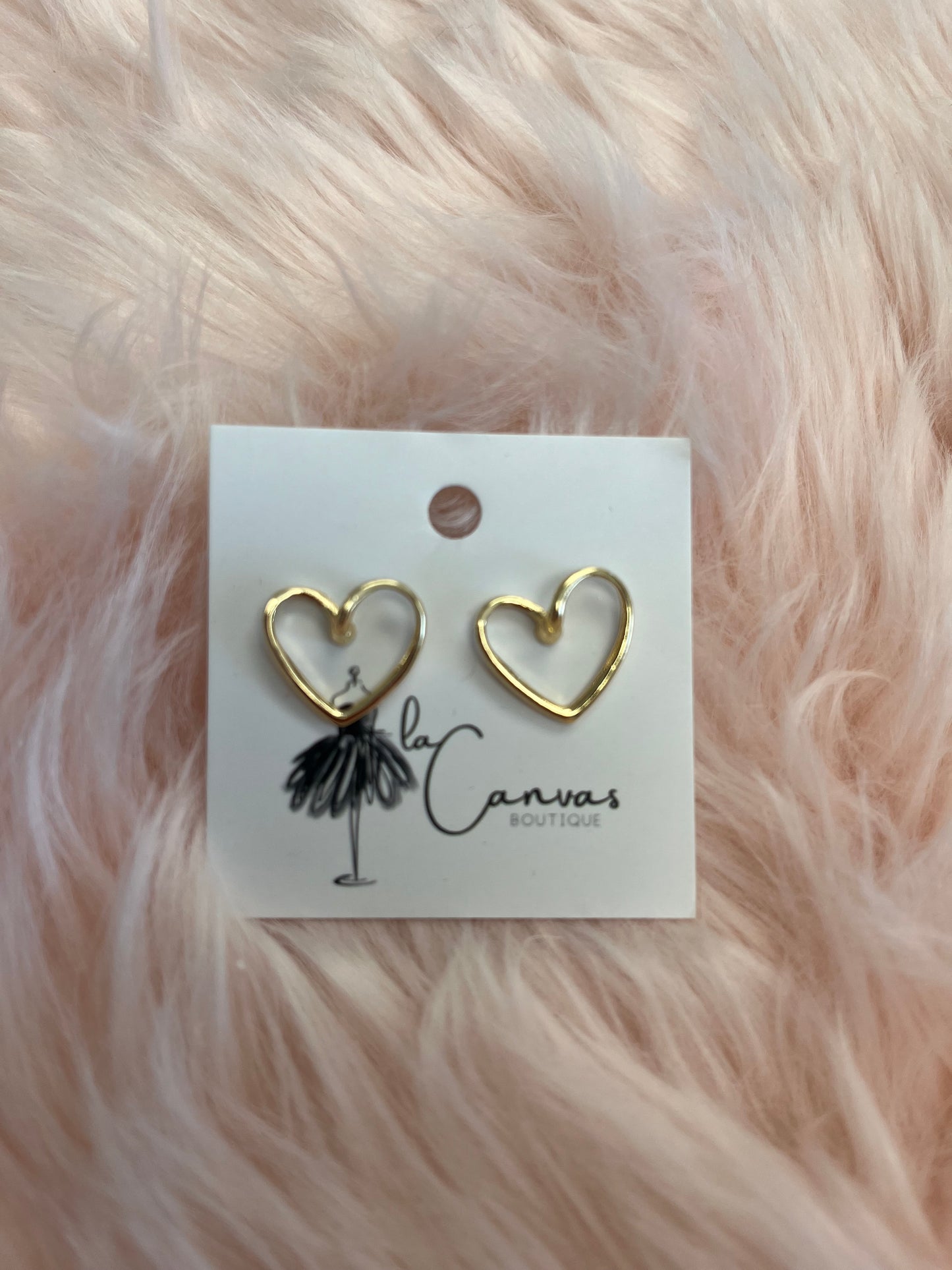 Gold Hollow Heart Stud