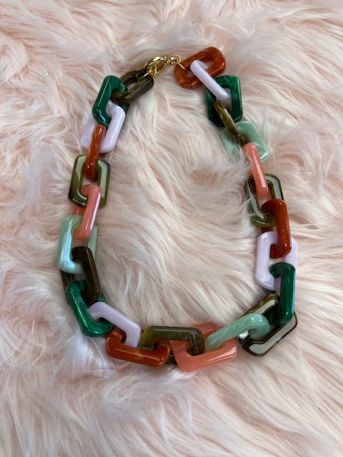 Multi Color Chain Link Necklace