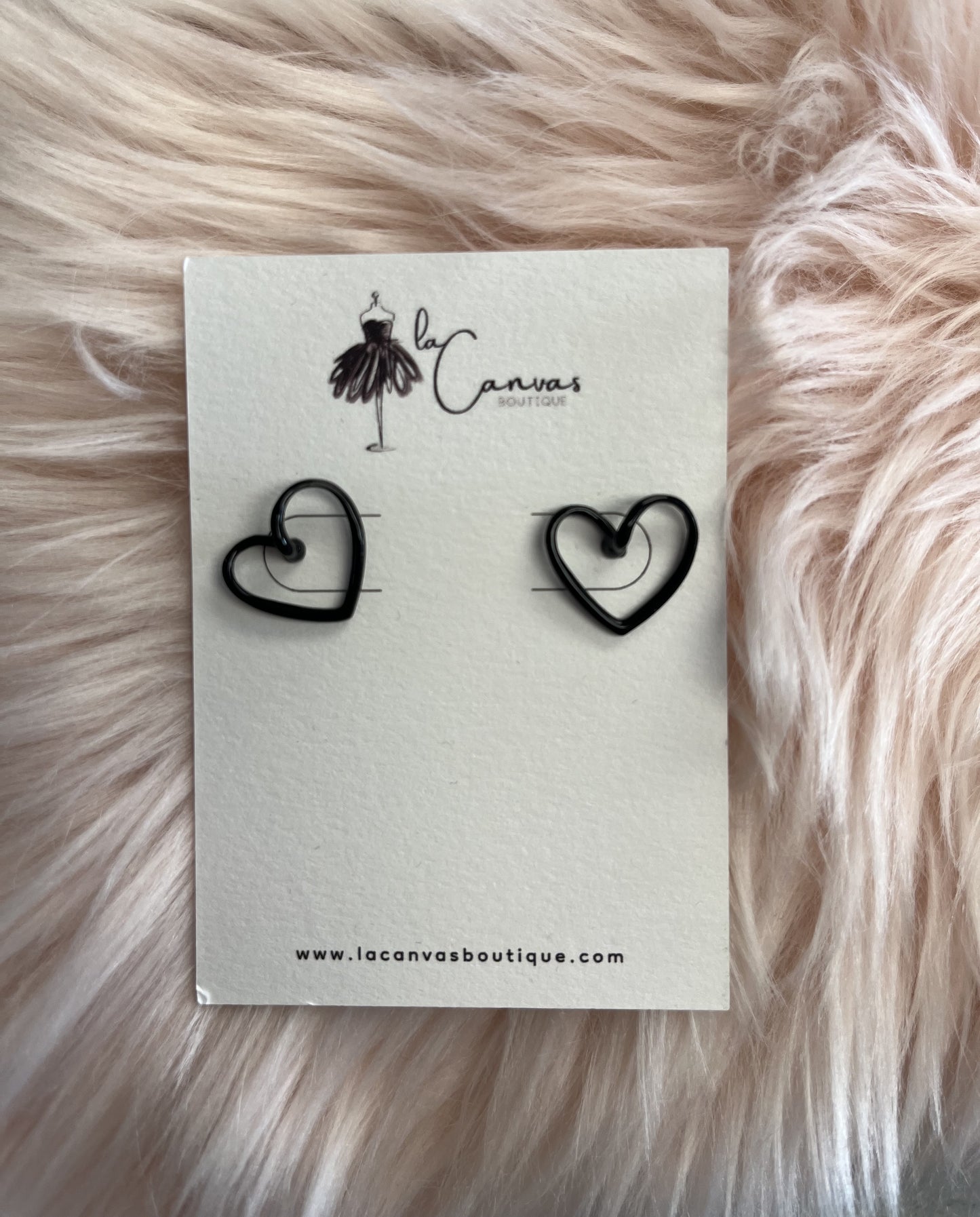 Black Hollow Heart Stud