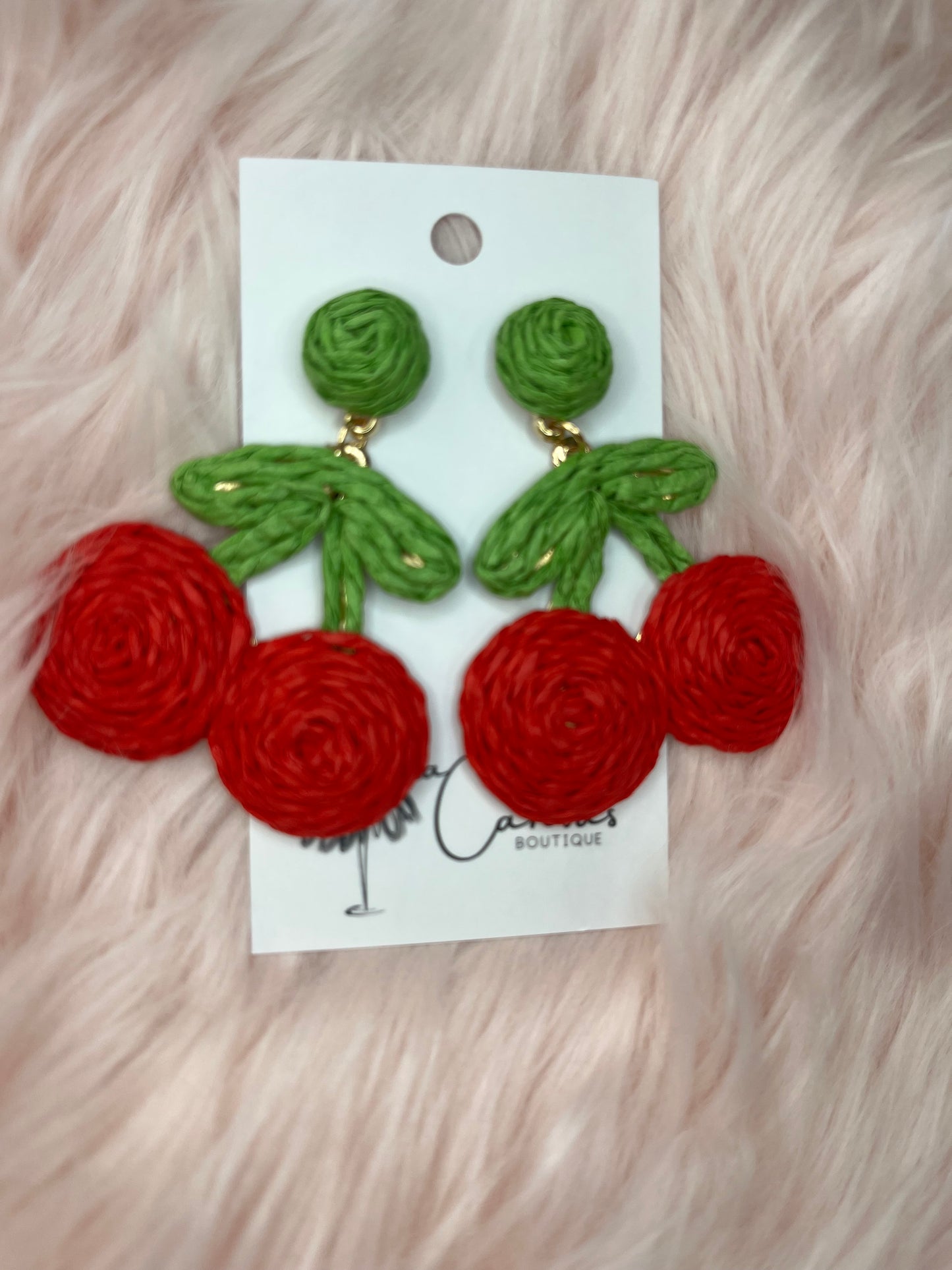 Cherry Raffia Earrings