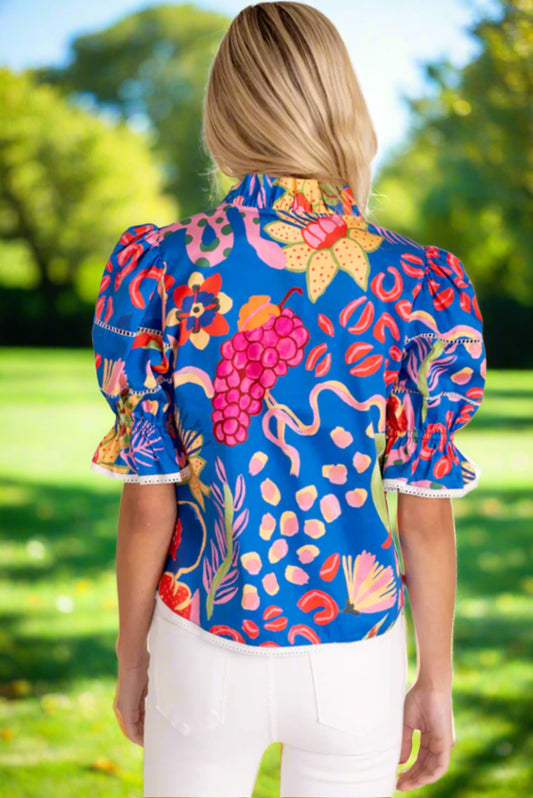 Royal Abstract Print Top