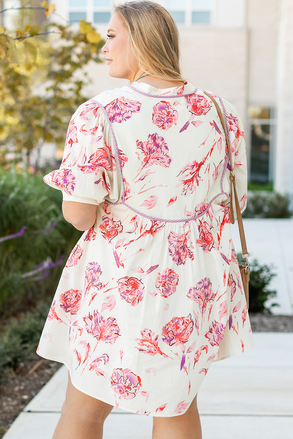 Off White Floral Print Dress