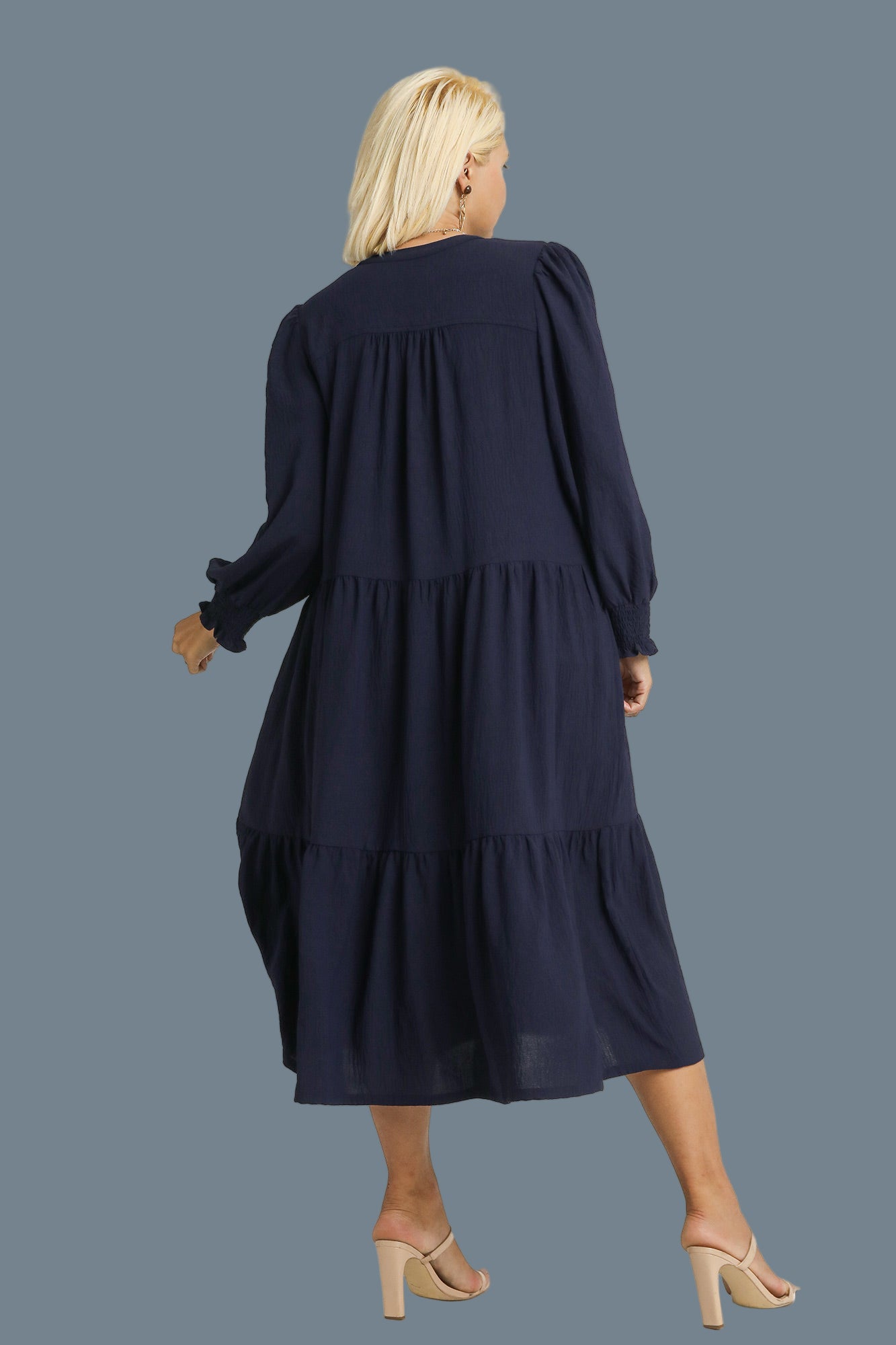 Dreamy Navy Midi Tiered Dress